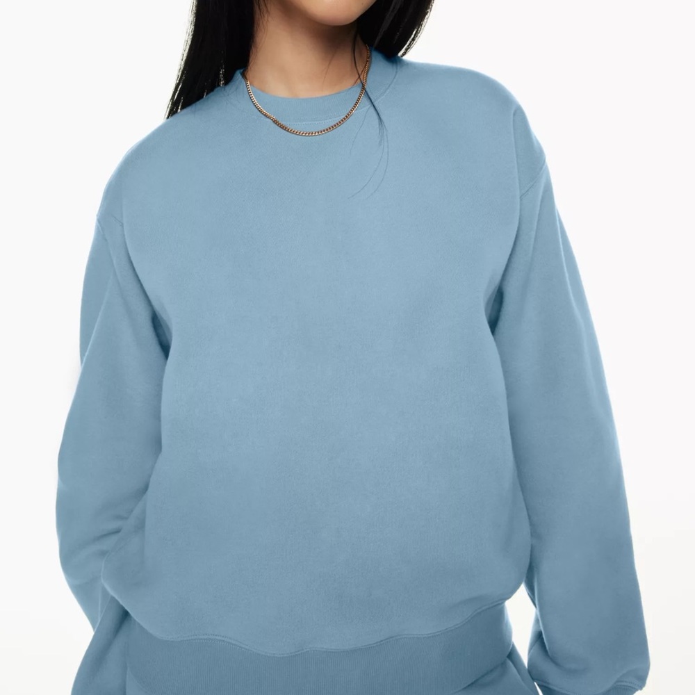 Aritzia TNA Cozy perfect crew neck light blue